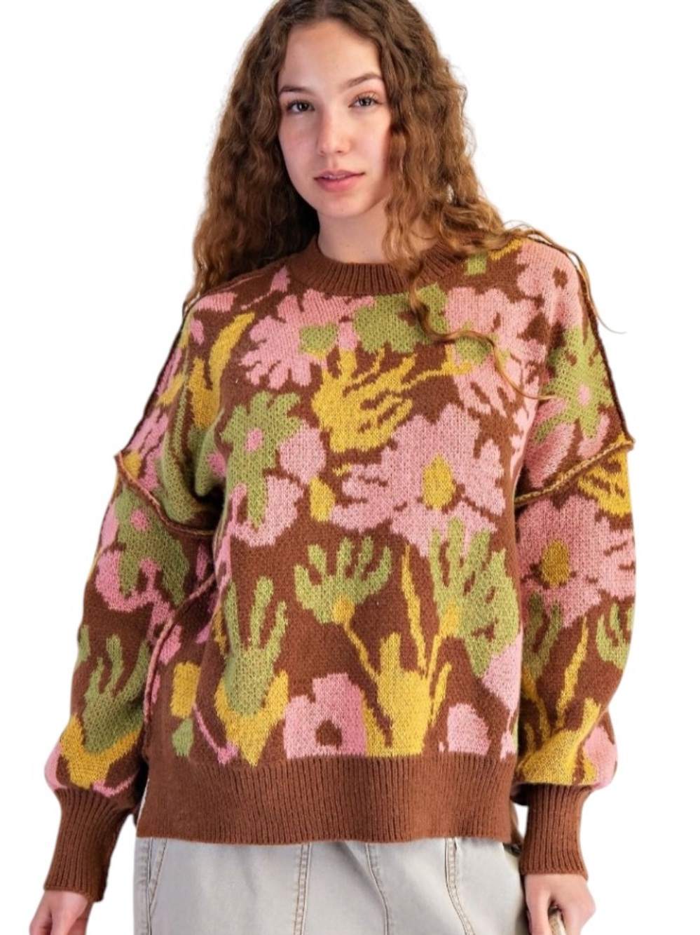 687:  EASEL NWT SWEATER MOCHA (H14)